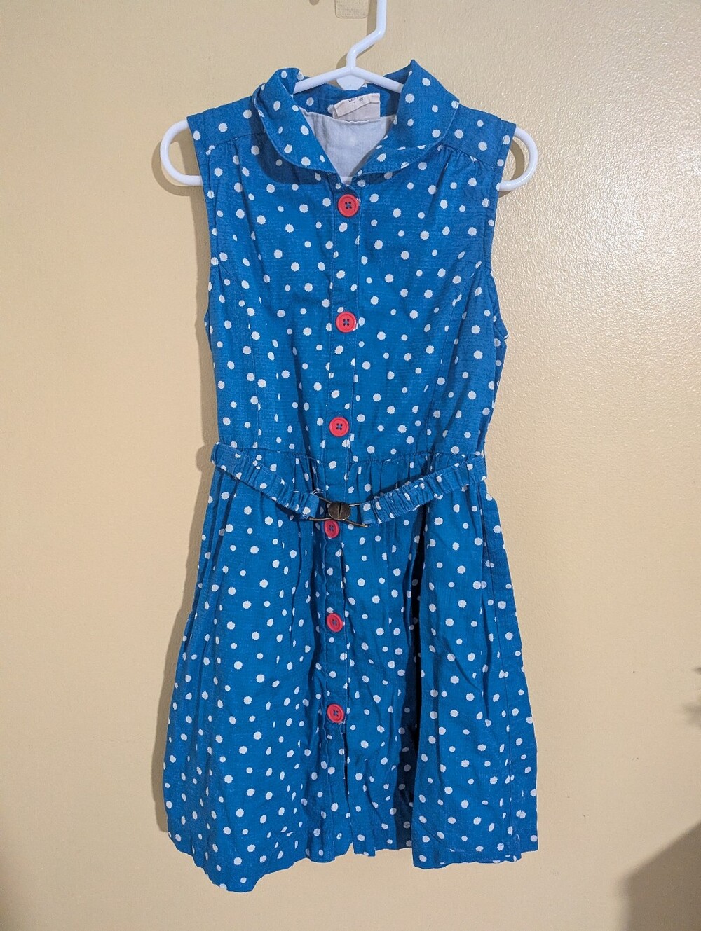 Mini Boden Blue Polka Dot Dress 7-8